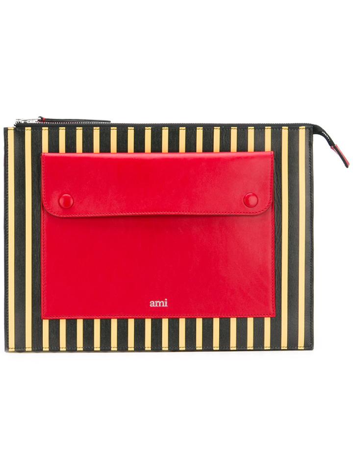 Ami Alexandre Mattiussi Striped Pocket Pouch - Black