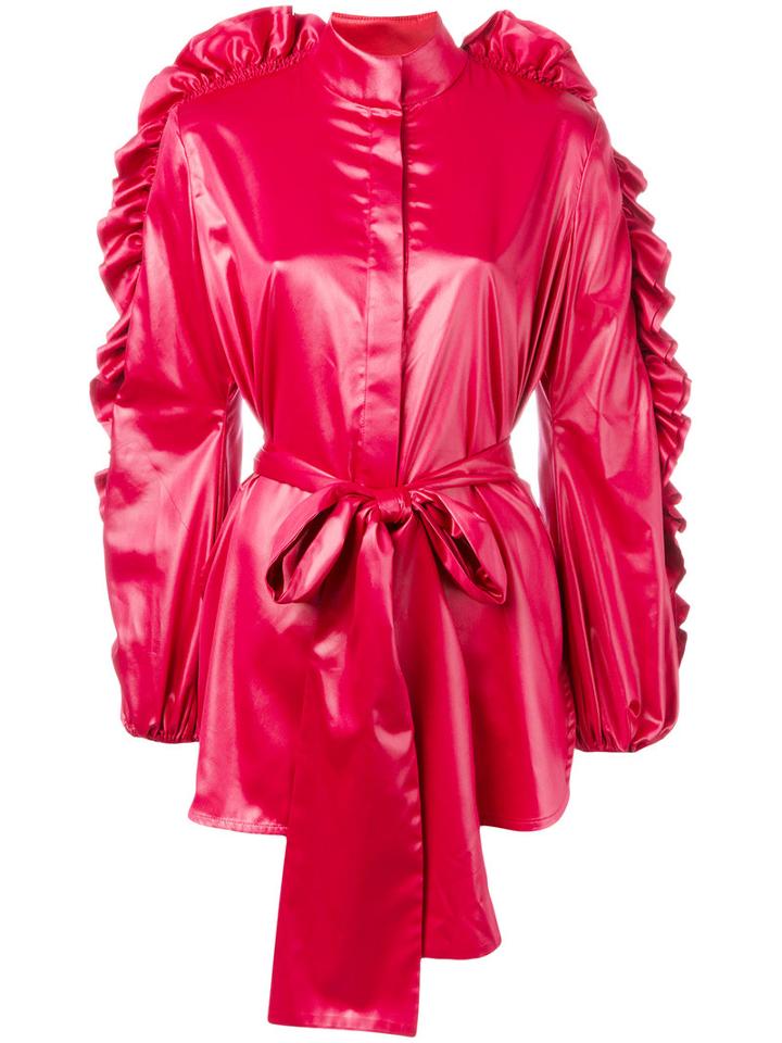 Ellery Ruffled Sleeves Jacket, Women's, Size: 6, Red, Polyester/acetate