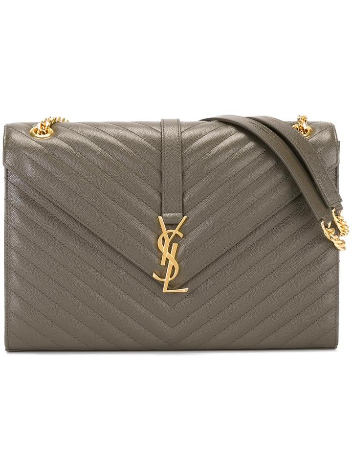 Saint Laurent Large 'monogram' Satchel, Women's, Green, Leather
