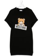 Moschino Kids Teen Teddy Logo Print Sweatshirt Dress - Blue