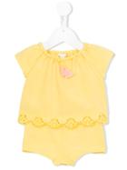 Chloé Kids - Scallop Trim Playsuit - Kids - Cotton/spandex/elastane - 36 Mth, Yellow/orange