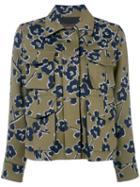 Odeeh Floral Print Fitted Jacket, Women's, Size: 40, Green, Cotton/polyester