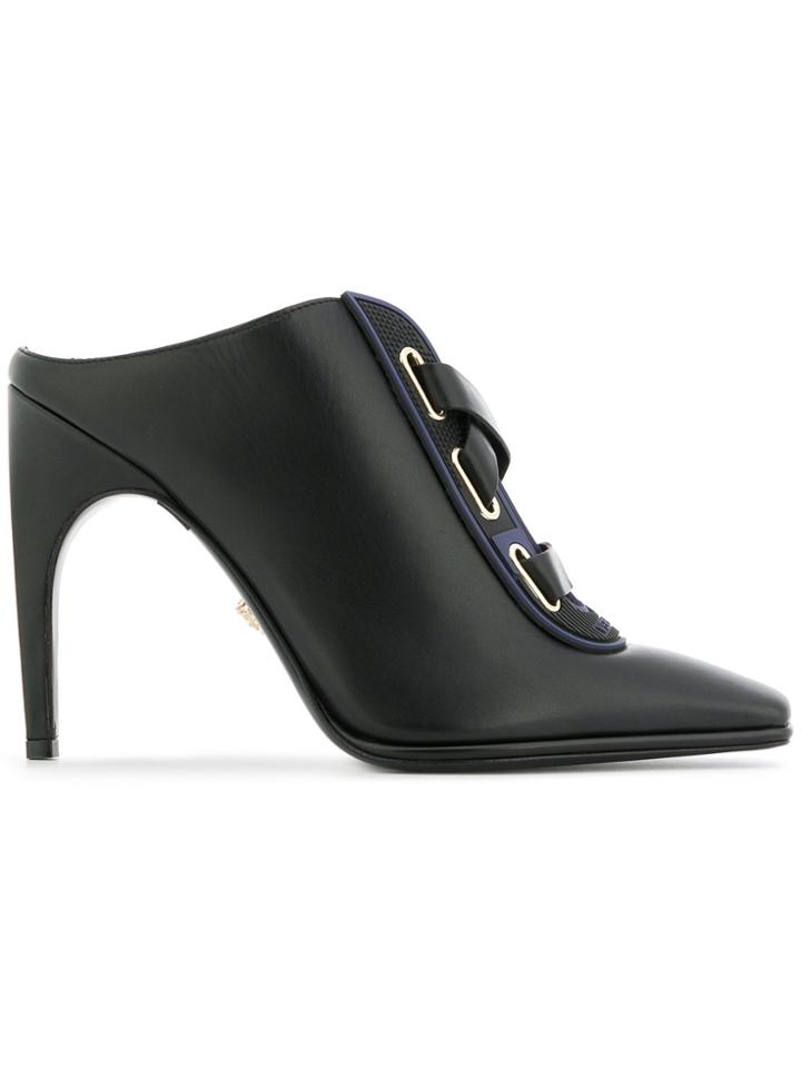Versace Square Toe Mules - Black