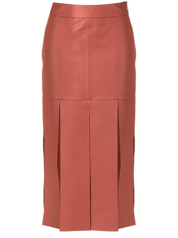 Giuliana Romanno Leather Skirt, Women's, Size: 38, Orange, Leather