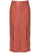Giuliana Romanno Leather Skirt, Women's, Size: 38, Orange, Leather