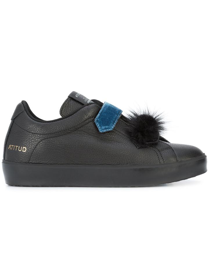 Leather Crown Touch Fastening Sneakers - Black