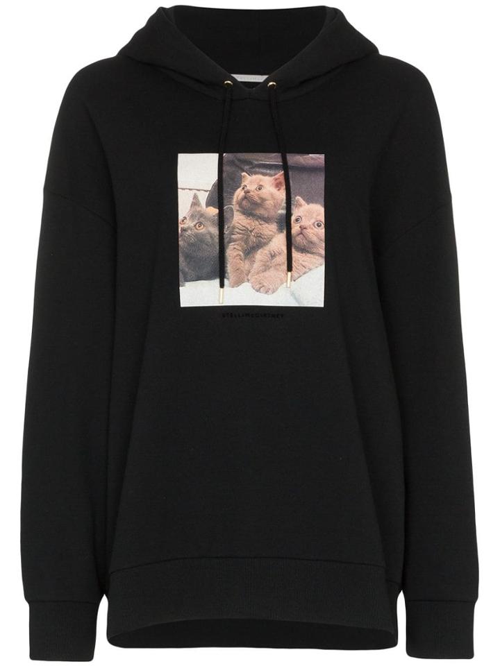 Stella Mccartney Oversized Kitten-print Hoodie - Black