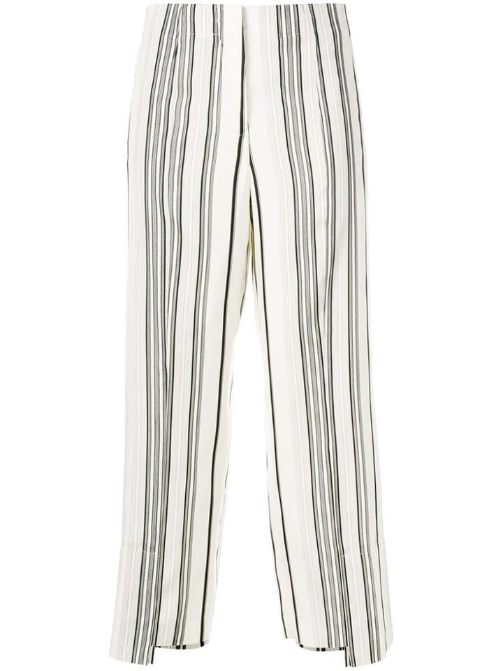 Jil Sander Cropped Striped Trousers - White