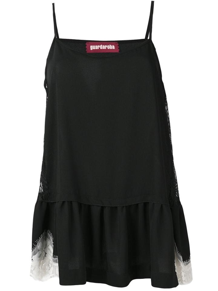 Guardaroba Lace Insert Camisole Top - Black
