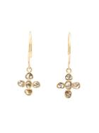 Mathilde Danglade Drop Diamond Cross Earrings, Women's, Metallic