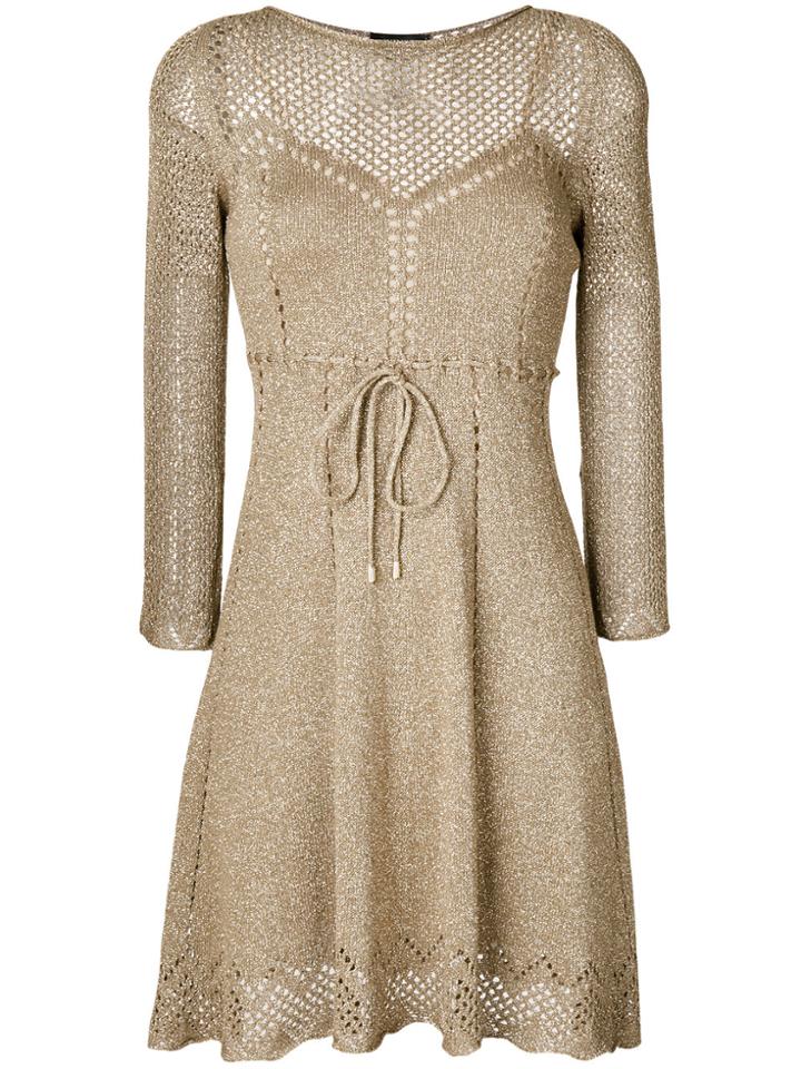 Twin-set Belted Knit Dress - Metallic