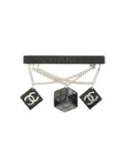 Chanel Pre-owned 2004 Logo Cubes Brooch - Black