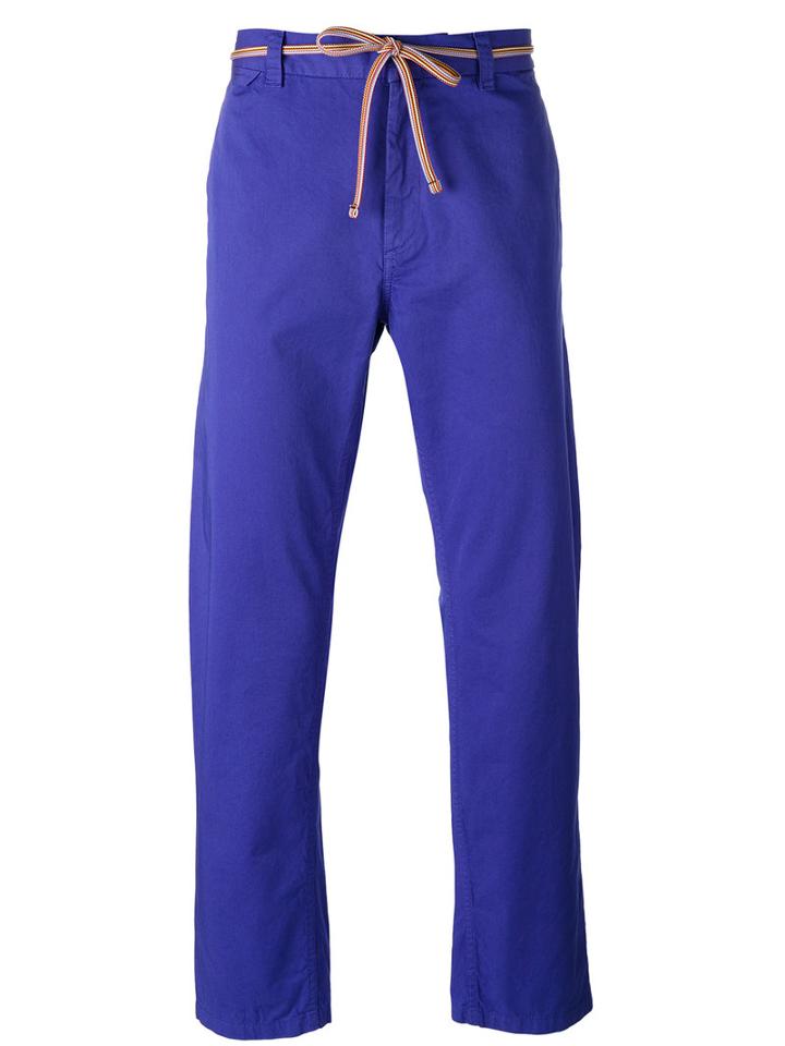 Marc Jacobs - Tie Waist Straight Leg Trousers - Men - Cotton - 52, Blue, Cotton
