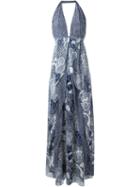 Diane Von Furstenberg Floral Print Maxi Dress, Women's, Size: 8, Blue, Silk/polyester