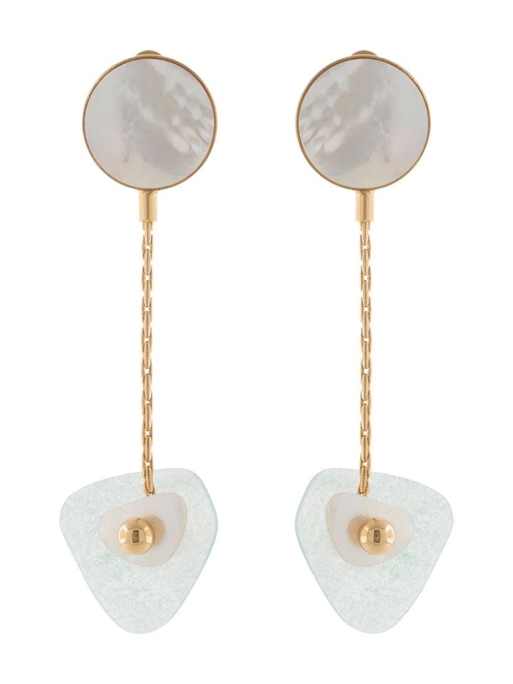 Crystalline Stone Embellished Drop Earrings - Gold