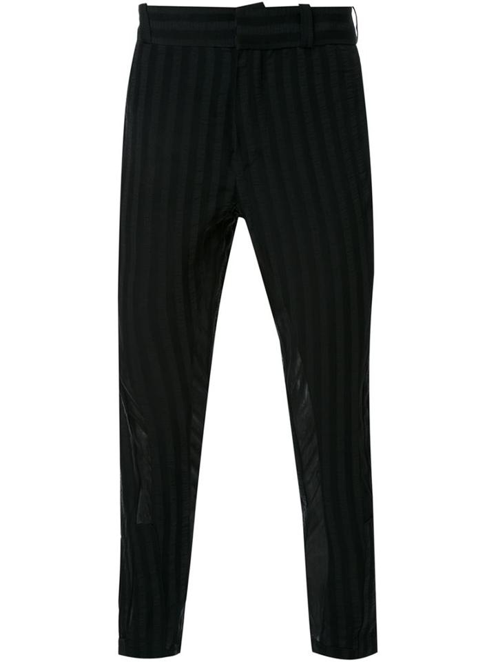 Ann Demeulemeester 'shaft' Striped Trousers, Men's, Size: Small, Black, Cotton/viscose/linen/flax