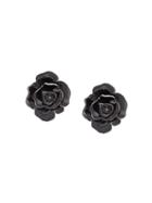 Oscar De La Renta Rosette Button Earrings - Black