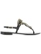 Emanuela Caruso Embellished Snake Sandals - Black