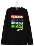 Young Versace Teen Long-sleeve Logo T-shirt - Black