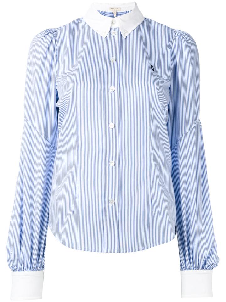 Marc Jacobs Bishop Sleeve Button Down Shirt, Women's, Size: 4, Blue, Cotton