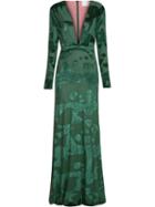 Lilly Sarti - Velvet Panel Gown - Women - Polyester/viscose - 38, Green, Polyester/viscose
