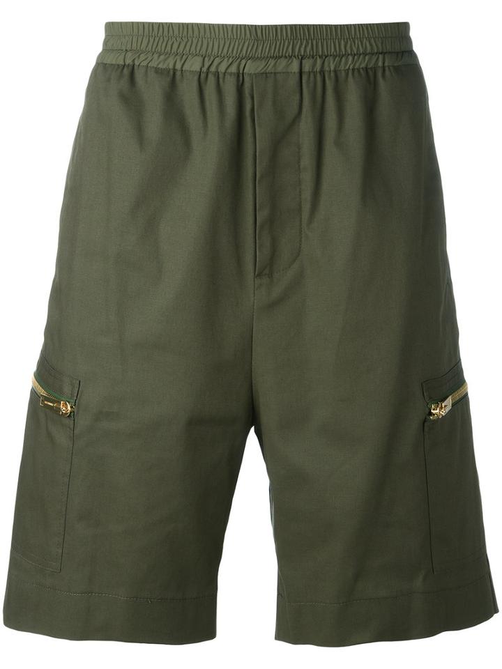 Les Hommes - Stretch Waist Shorts - Men - Cotton/spandex/elastane - 46, Green, Cotton/spandex/elastane