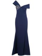 Badgley Mischka Off The Shoulder Embellished Dress - Blue