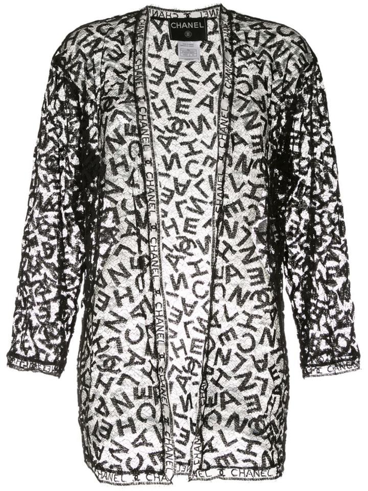 Chanel Vintage Logo Lace Cardigan - Black