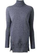 Ermanno Scervino Lace Detail Long Jumper, Women's, Size: Large, Grey, Cotton/polyamide/cashmere/wool