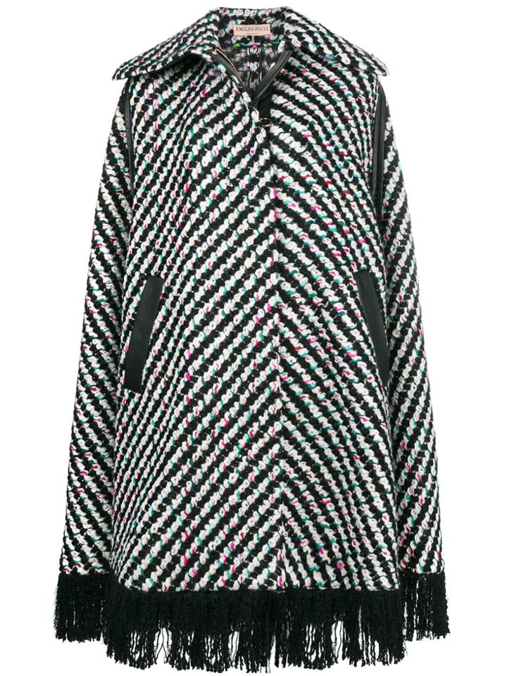 Emilio Pucci Embroidered Flared Coat - Black
