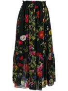Blugirl Poppy Print Midi Skirt - Black