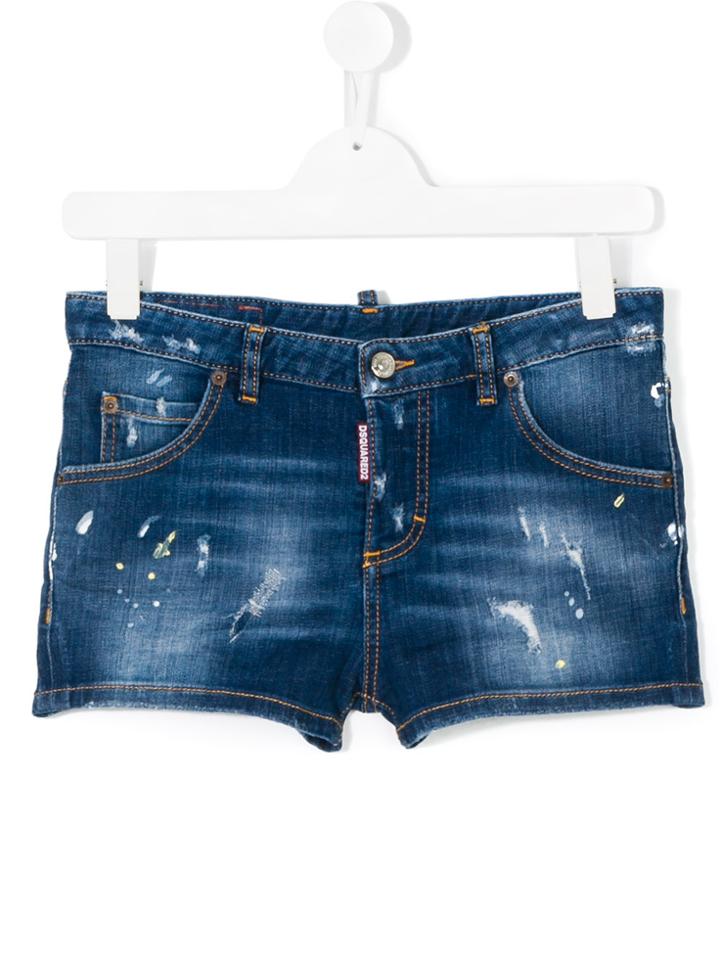 Dsquared2 Kids Distressed Denim Shorts - Blue