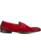 Doucal S Classic Slip On Loafers, Men's, Size: 41.5, Red, Suede/leather