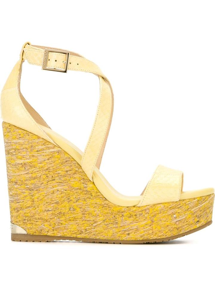 Jimmy Choo Portia Sandals, Women's, Size: 40, Yellow/orange, Leather/cork/rubber