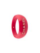 Chanel Vintage Resin Wide Logo Cuff Bangle
