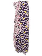 Kenzo Floral Pleated Detail Dress - Multicolour
