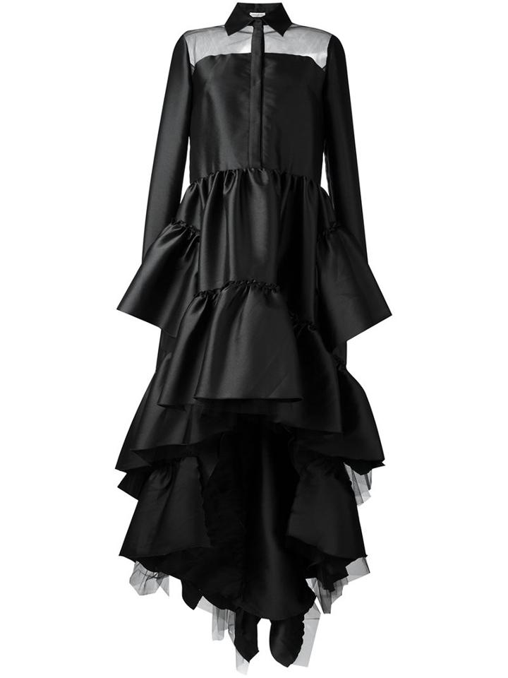 Natasha Zinko Layered Ruffle Dress, Women's, Size: 36, Black, Polyamide/polyester