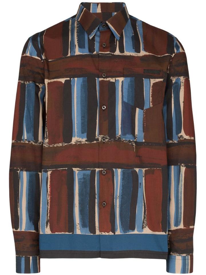 Prada Printed Long-sleeve Shirt - F0038 Bruciato