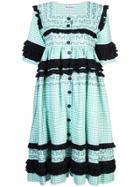 Molly Goddard Gingham Stitched Dress - Green