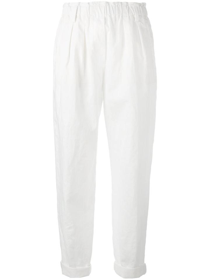 Forte Forte Cropped Trousers, Women's, Size: 1, White, Cotton/linen/flax