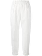 Forte Forte Cropped Trousers, Women's, Size: 1, White, Cotton/linen/flax