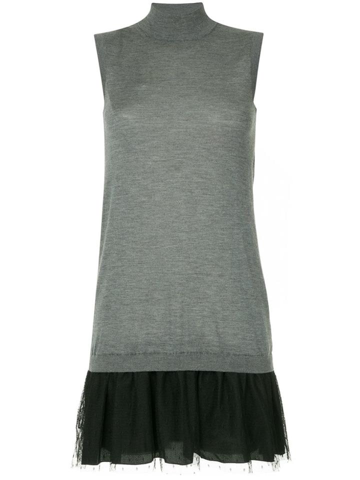 Red Valentino Tulle Hem Sweater Dress - Grey