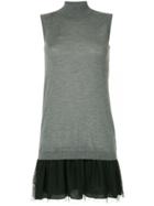 Red Valentino Tulle Hem Sweater Dress - Grey