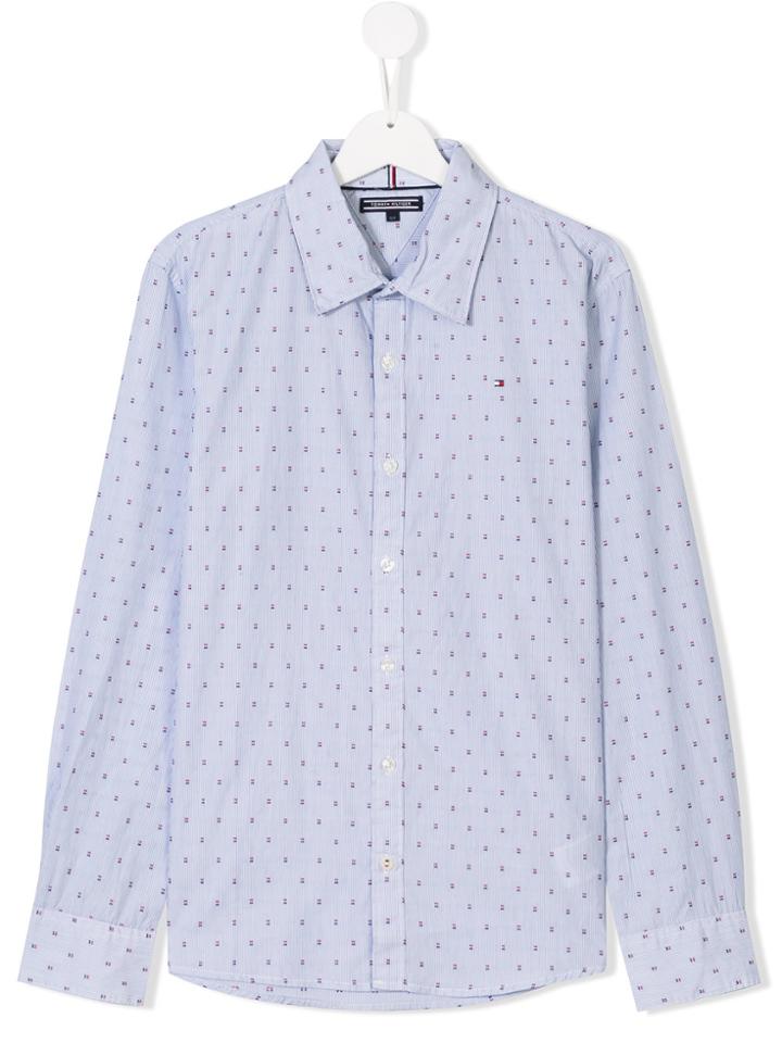 Tommy Hilfiger Junior Flag Motif Striped Shirt - Blue