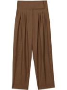Burberry Pleat Detail Technical Linen Tailored Trousers - Brown