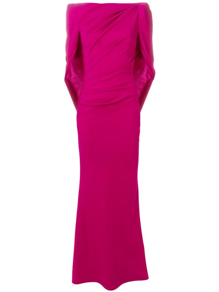 Talbot Runhof Draped Back Gown - Pink & Purple