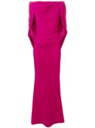 Talbot Runhof Draped Back Gown - Pink & Purple