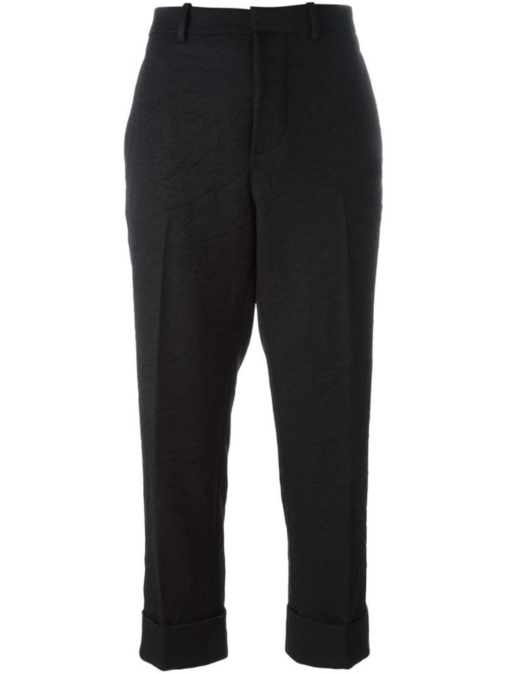 Marni Creased Effect Trousers, Women's, Size: 40, Black, Cotton/polyester