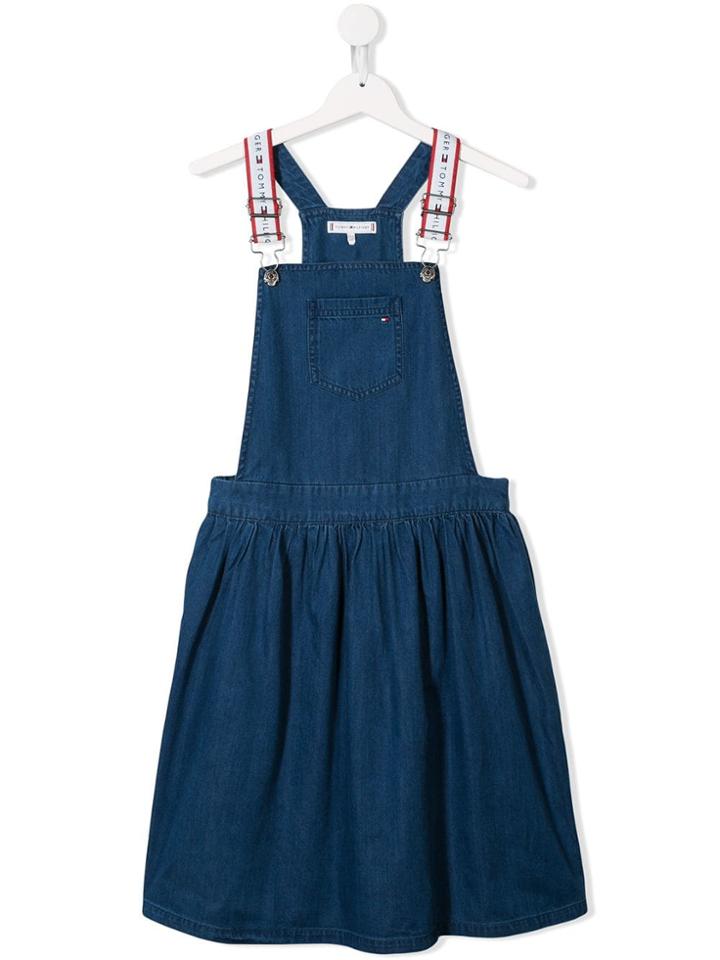 Tommy Hilfiger Junior Logo Strap Dungaree Dress - Blue