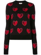 Saint Laurent Heart Embroidered Sweater - Black